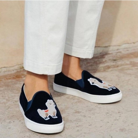 Soludos Velvet Llama Blue Slip On Sneaker Women’s‎ Size 10 - Picture 1 of 10